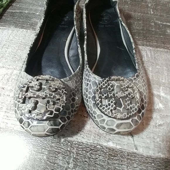 Tori Burch green crocodile ballet flats - Picture 4 of 11